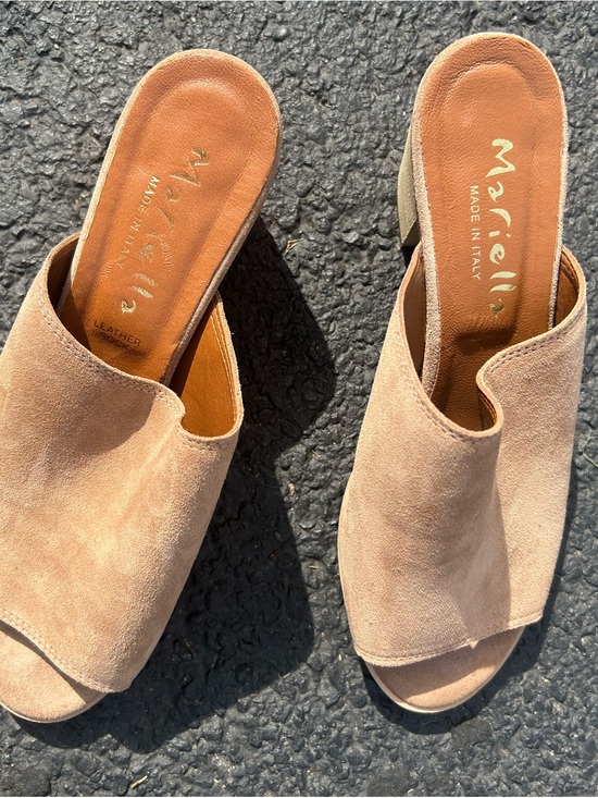 Mariella Shoes - Mariella Suede Open-Toe Mule in Tan